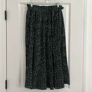 Sage Green Polka Dot Pleated Skirt
